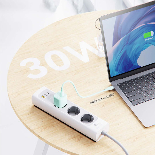 Voltme Charger Without Cable GaN with 2 USB-C Ports 30W Power Delivery / Quick Charge 3.0 Greens (Revo)