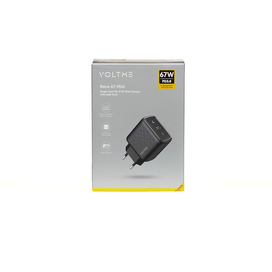 Voltme Φορτιστής Χωρίς Καλώδιο GaN με Θύρα USB-C 67W Power Delivery / Quick Charge 3.0 Μαύρος (Revo)