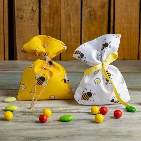Fabric Pouch with Bees Set/3 14x20cm Micro Fiber Yellow