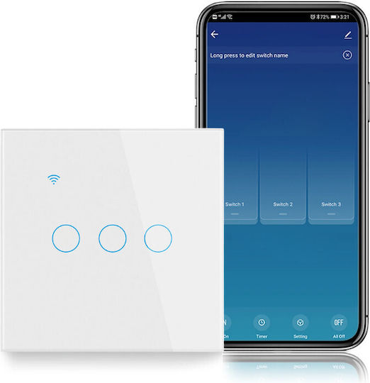 Încastrat Comutator de Perete Wi-Fi Alb