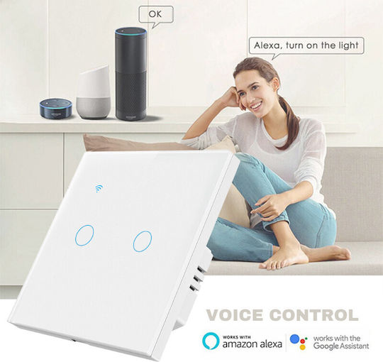 Încastrat Comutator de Perete Wi-Fi Iluminat Alb