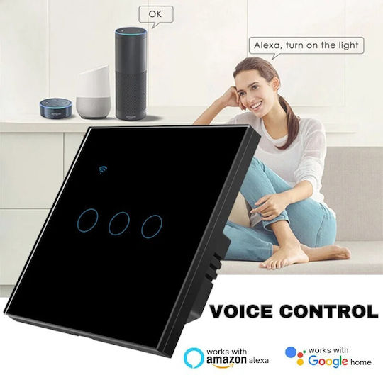 Comutator de Perete Wi-Fi Negru