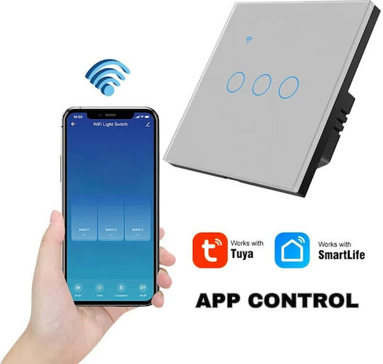 Încastrat Comutator de Perete Wi-Fi Argintiu