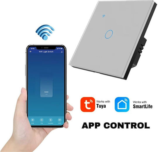 Încastrat Comutator de Perete Wi-Fi Argintiu