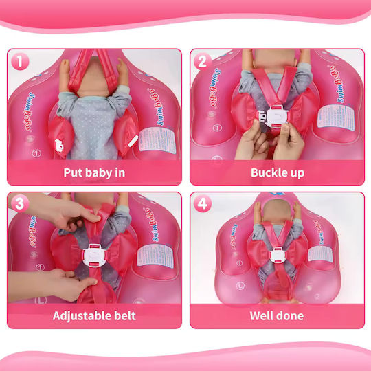 bebeLOGIC Schwimmtrainer Swimtrainer mit Sonnenschutz Rosa