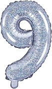 Luftballon Folie Zahl Silber 35cm