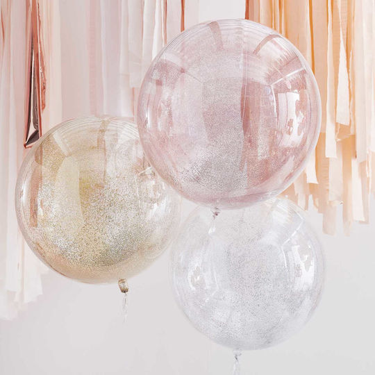 Set of 3 Balloons Latex Rose Gold Jumbo Round 56cm