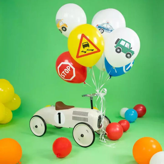 Σετ 9 Μπαλόνια Γενεθλίων Disney Cars Latex Λευκά 30εκ.
