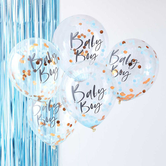 Σετ 5 Μπαλόνια Baby Shower Ουράνιο Τόξο Latex Μπλε 30εκ.