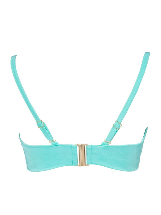 Fashion Solids Strapless Bikini Top D Cup Turquoise