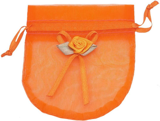 Organza Pouch Bow & Flower Price Per Piece Orange