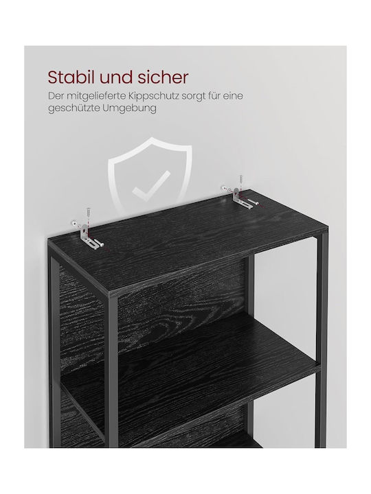 Bookcase with LED Ebony Black 60x30.3x178cm