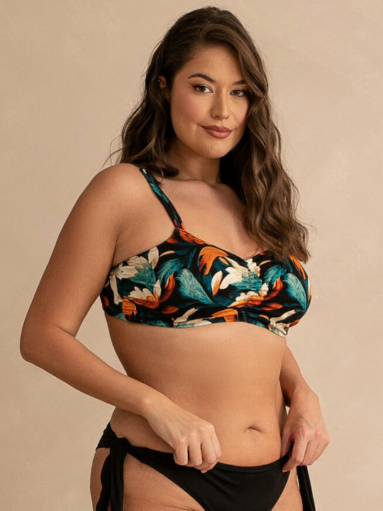 Damen Bikini-Top Rock Club Große Büste Kunst-Print Bikini Reguläre Passform Lycra Cup E