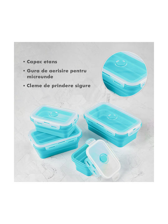 Microwave Silicone Lunch Box Turquoise 4pcs