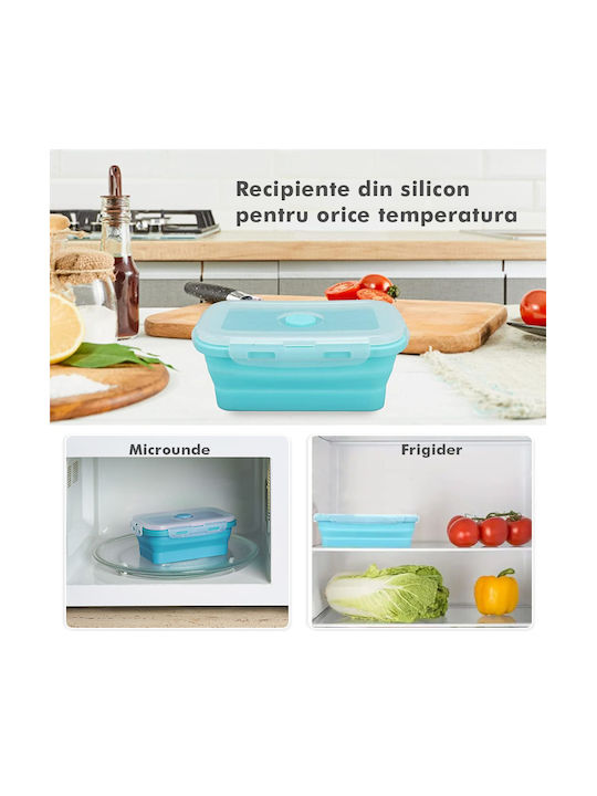 Microwave Silicone Lunch Box Turquoise 4pcs