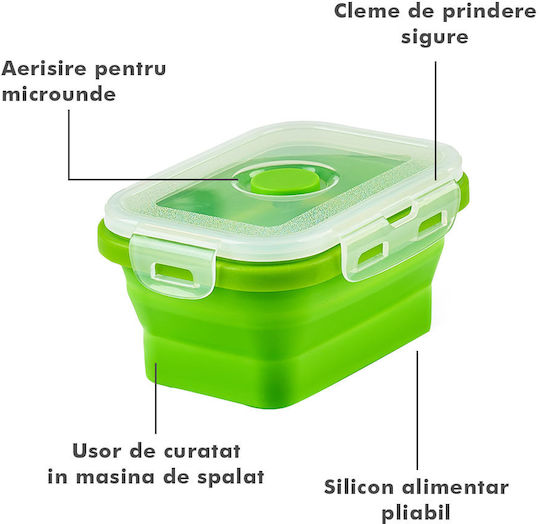 Cutie pentru Mâncare Silicon Verde Potrivit pentru Cuptor cu Microunde 4buc
