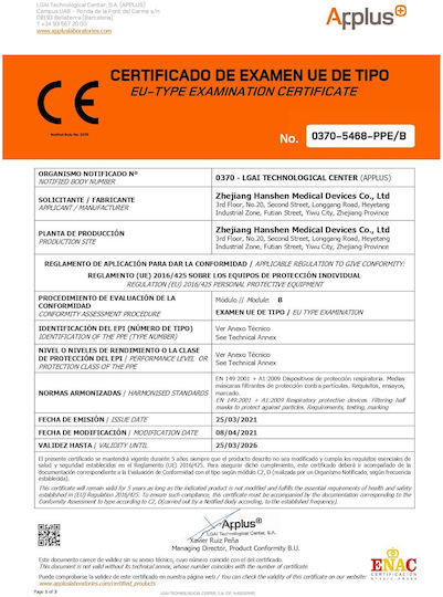 Mască de protecție Țesătură FFP2 Alb 80buc