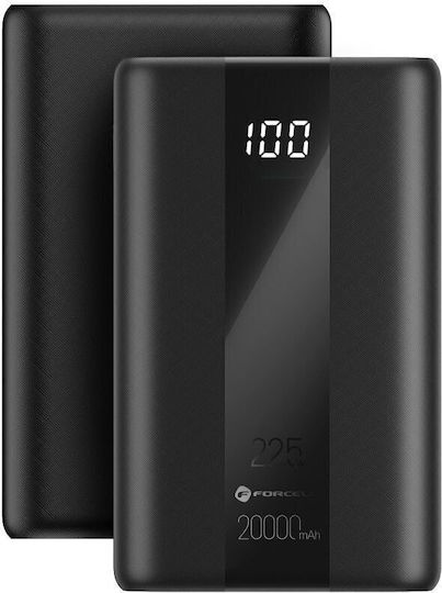 Forcell P20K2 Power Bank 20000mAh 22.5W με 3 Θύρες USB-A και Θύρα USB-C Power Delivery / Quick Charge 3.0 Μαύρο
