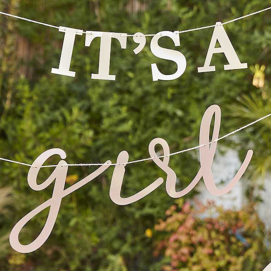 Διακοσμητική Χάρτινη Γιρλάντα Πάρτι "it's A Girl" 1.5m Gingerray