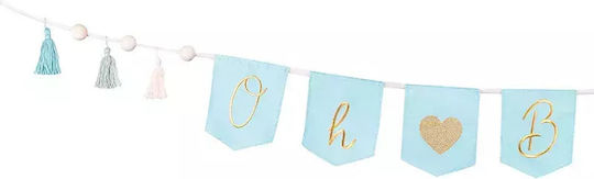 Oh Baby Stoffgirlande mit blauen Quasten 2,5 m
