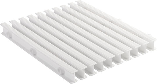 Grătar flexibil antiderapant pentru preaplin Micplast, dublu față, lățime 18cm, siguranță cu trei puncte, lungime 1m, alb