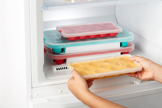 Lekue Ice Cube Tray Plastic 14 Slots with Lid Red
