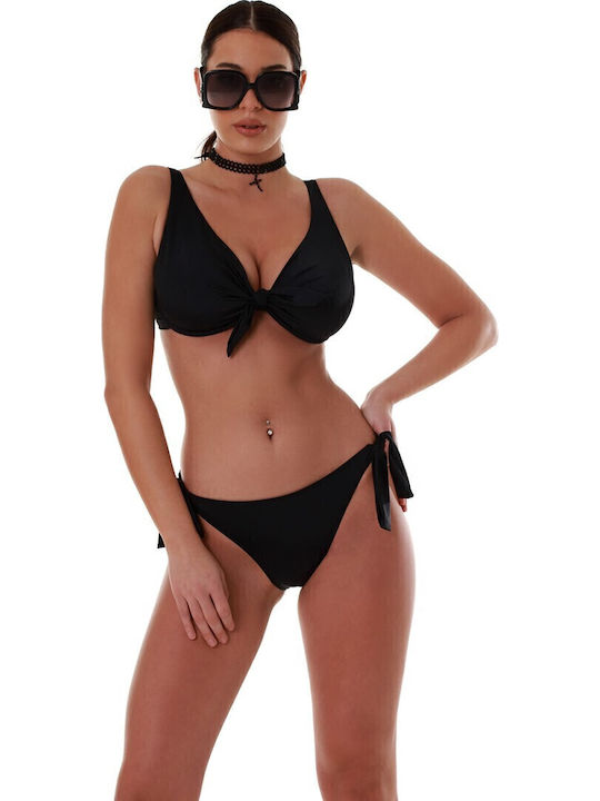 Solids Bikini Slip mit Schnürchen Schwarz