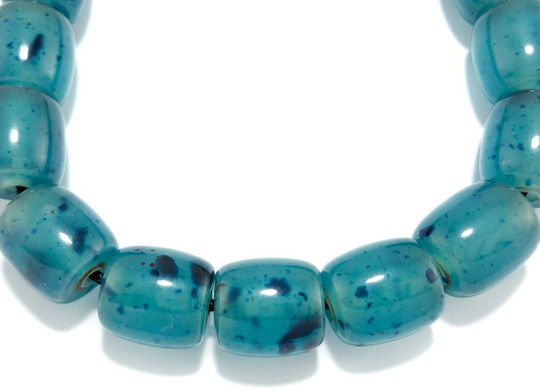 Bakelite Worry Beads with 21 Beads made of Resin with Amber Pieces Blue