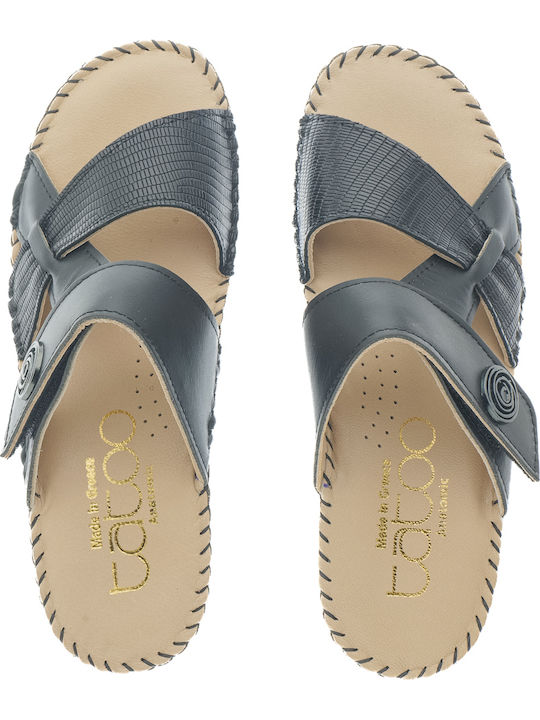 Leather Women's Flat Sandals Anatomic in Black Color