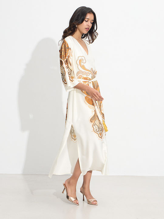 Summer Midi Dress Satin Ecru