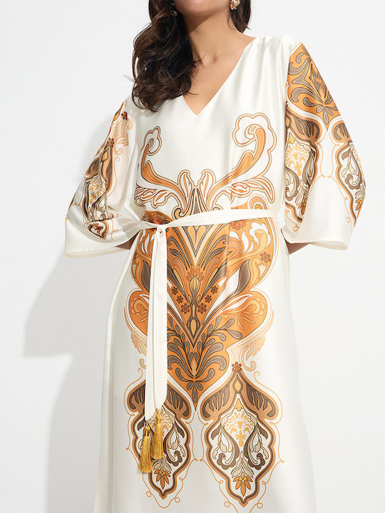 Summer Midi Dress Satin Ecru