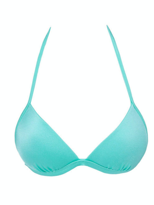 Fashion Solids Bikini Triangle B Cup With Padding Floral Turquoise