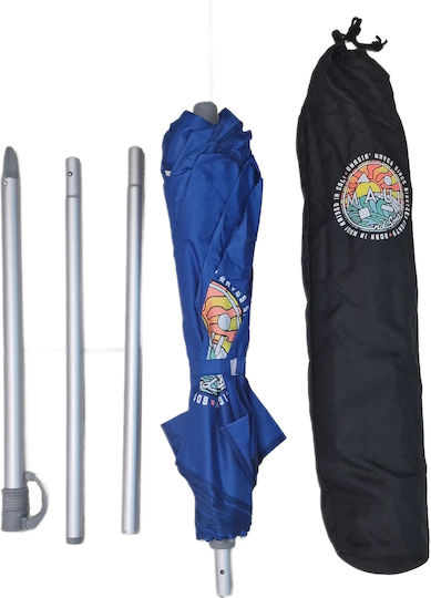 Maui & Sons Maui & Sons Strandsonnenschirm Aluminium Durchmesser 1.7m mit UV Schutz und Strand Sonnenschirm Blau