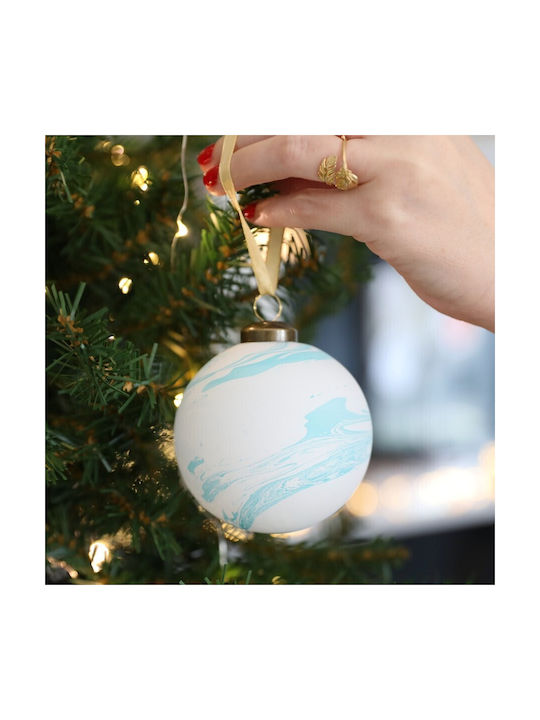Hängendes Kugel Ornament Ornament Glas Hellblau 8cm