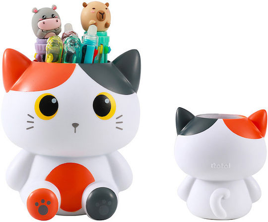 I-total Orange Cat Pencil Holder 11.5cm Xl3014