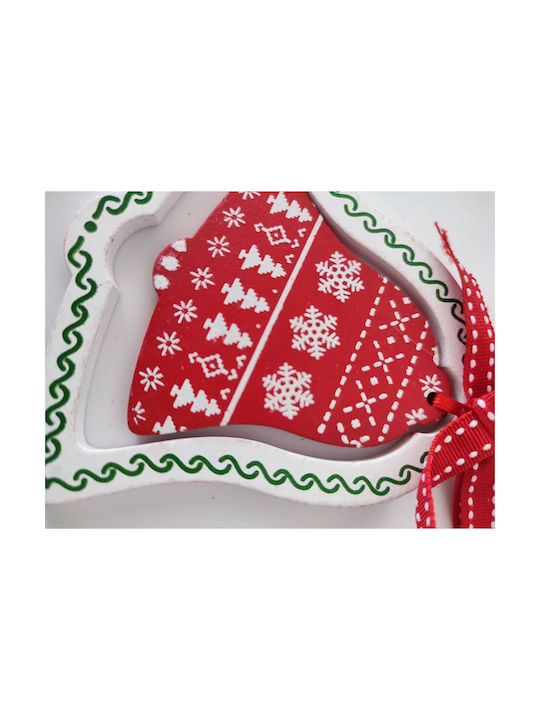 Hanging Heart Ornament Wooden Red 11.5x11cm