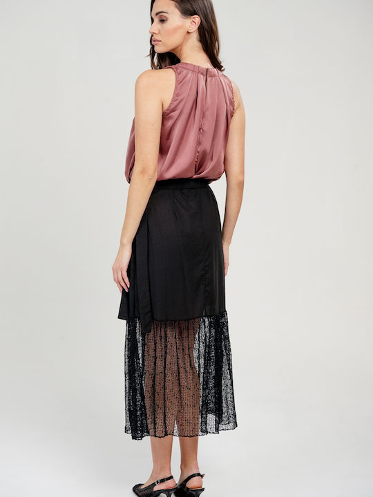 Women's Blouse Satin Sleeveless Pink