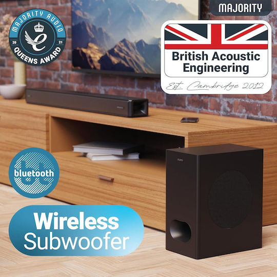 Majority Sierra Plus Soundbar 2.1.2 Bluetooth και HDMI 400W με Ασύρματο Subwoofer και Τηλεχειριστήριο Διάφανο