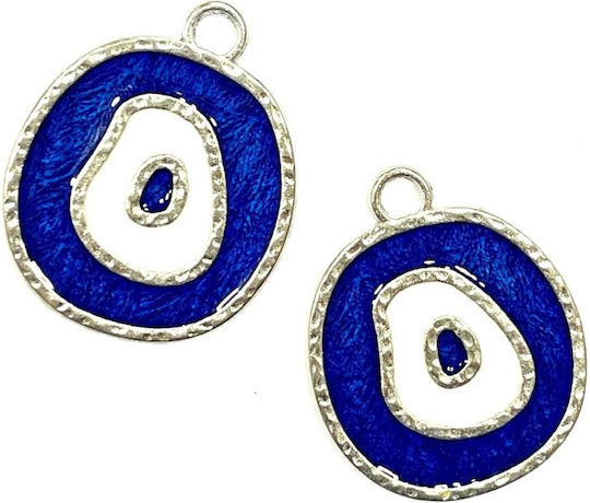 Material Charm Other Crafts Metal Silver Eye Blue White Enamel 3x4 Pack of 10 Pieces Tatu Moyo