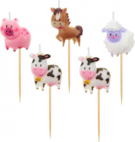 Farm Animal Candles 5 pcs, Total Stick Height 7 cm