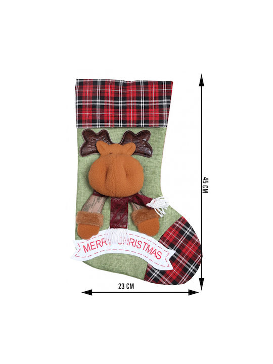 Ciorapi Decorativi de Crăciun Model Ren Flippy Culoare Verde Dimensiune 23x45 Cm Textile Interior