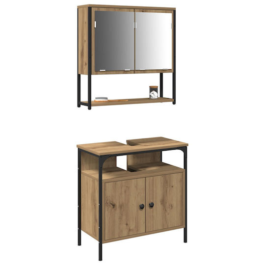 vidaXL Blat Blat fără Lavoar, cu Oglindă & Coloană Oak