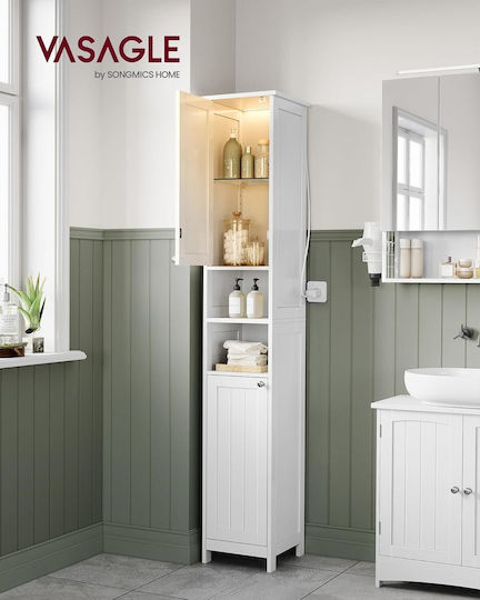 Vasagle Badezimmersäule Wandhängeschrank H30xB30xH170cm Weiß
