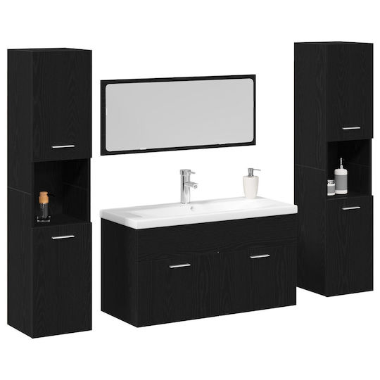vidaXL Countertop Countertop without Sink, with Mirror & Column Black Oak