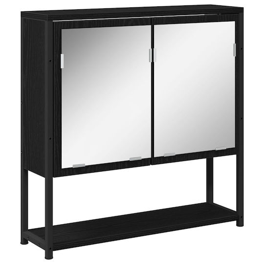 vidaXL Waschtisch Waschtisch ohne Waschbecken, mit Spiegel & Säule Black Oak