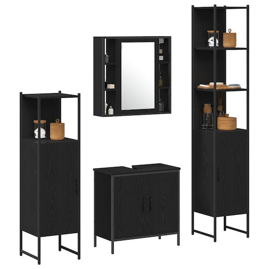vidaXL Blat Blat fără Lavoar, cu Oglindă & Coloană Black Oak