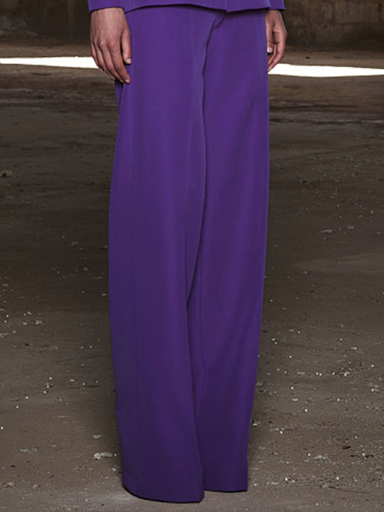 Damen Hoch tailliert Stoff Hose Lila