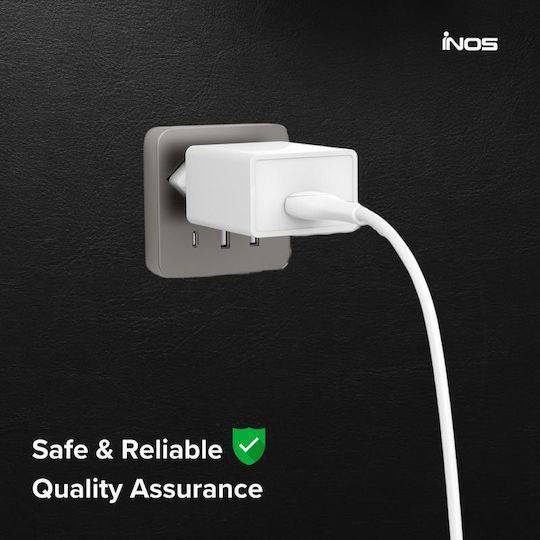 iNOS USB 2.0 Cable USB-C male - USB-C 60W Λευκό 1m