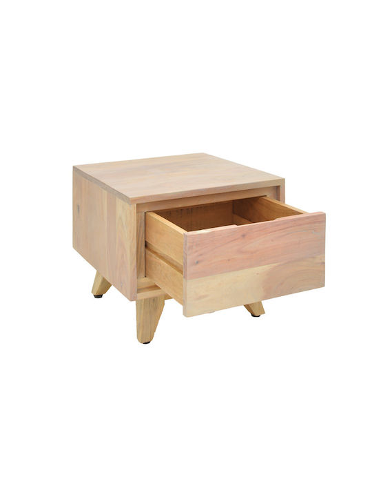 Κομοδίνο Emira από Μασίφ Ξύλο Μπεζ 40x40x35cm 376-000001