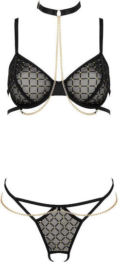 Kotek 2-teiliges Dessous-Set Schwarz Gold Tp101